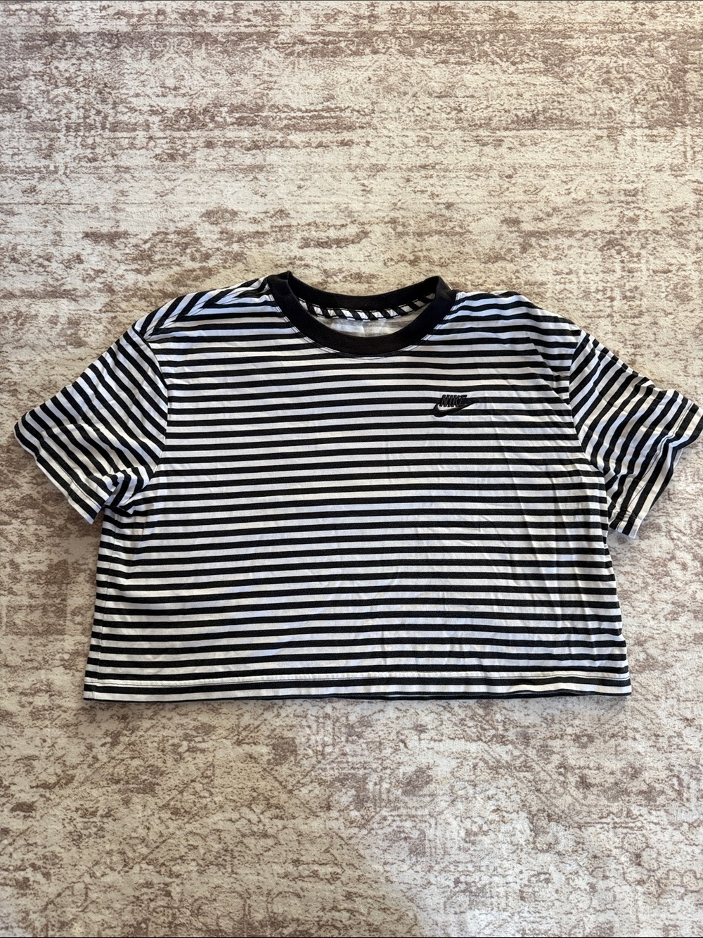 Nike Black & White Striped Crop Top